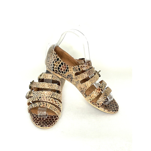 Jeffrey Campbell Cayman 5 Strap Brown Snake Embossed Sandals Women's Size 6 - Picture 3 of 12